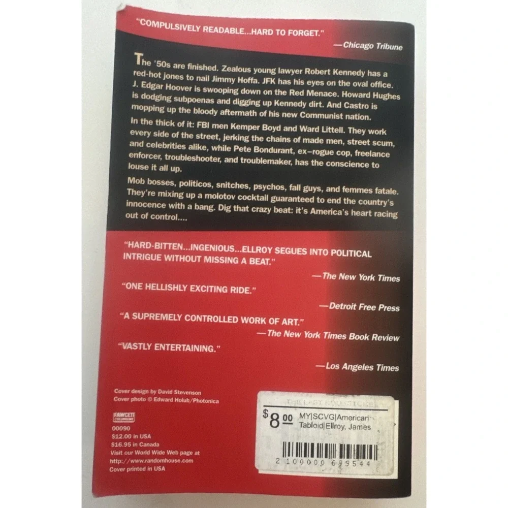 James Ellroy American Tabloid Time Magazine #1Novel Of The Year